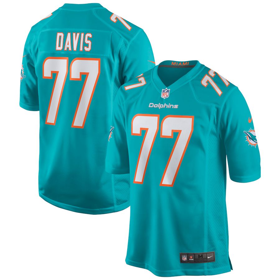 Men Miami Dolphins #77 Jesse Davis Nike Green Game NFL Jersey->miami dolphins->NFL Jersey